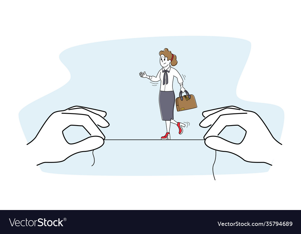 Businesswoman character walking and balancing