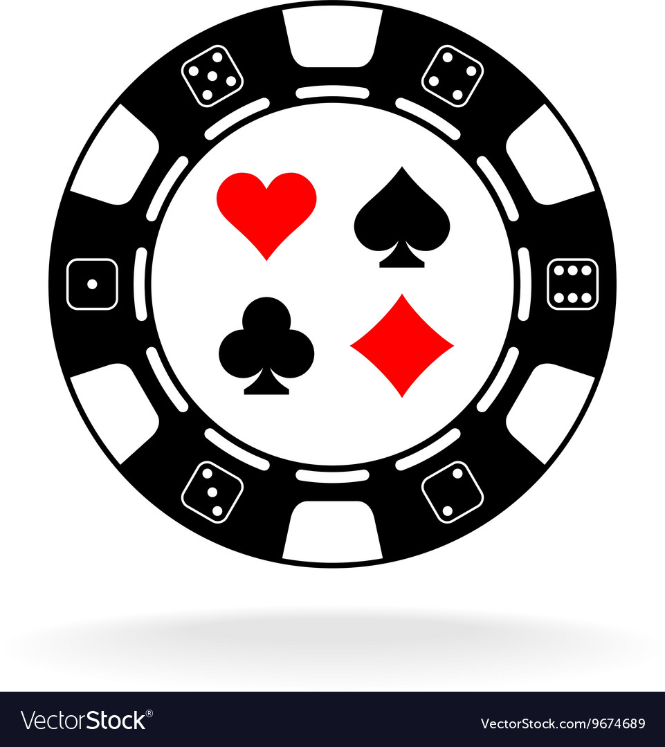 Casino logo black poker chip card Vector Image