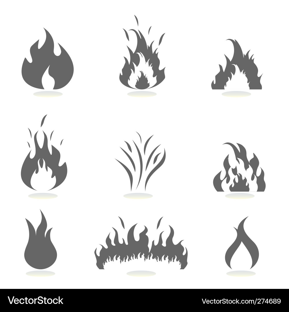 Flame Icon Set Royalty Free Vector Image - VectorStock