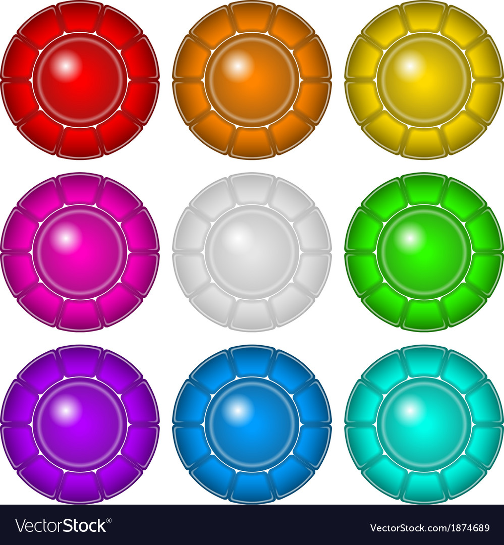 Glass buttons with frames set Royalty Free Vector Image