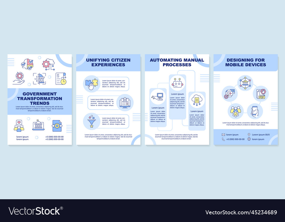 Government transformation trends brochure template vector image Government transformation trends brochure template