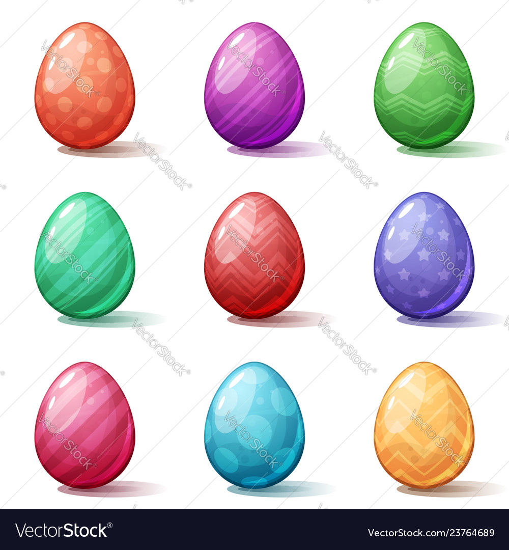 Happy easter cartoon set egg icon