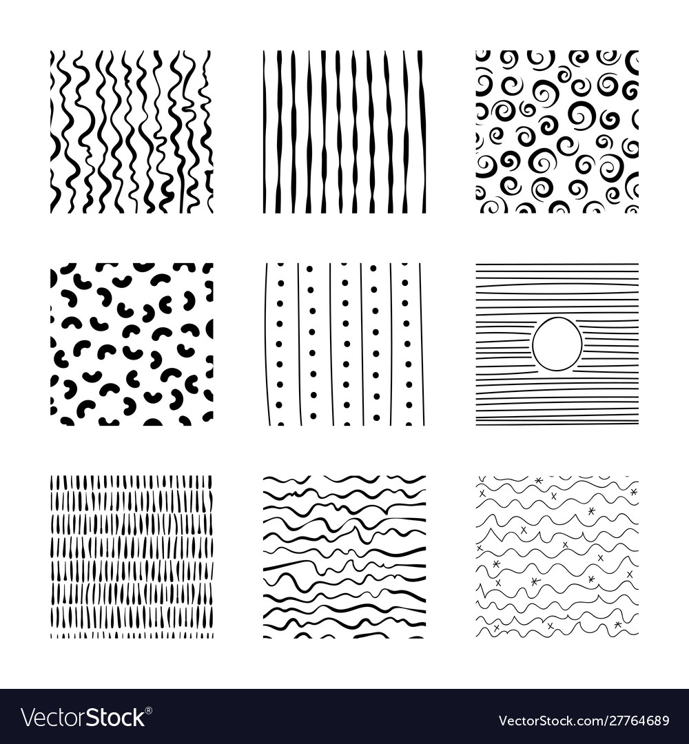 Set Abstract Squares Hand Drawn Backgrounds Vector Image