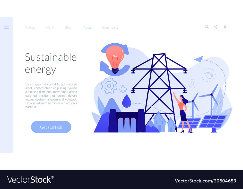 Sustainable energy concept landing page Royalty Free Vector