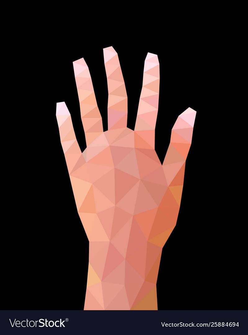 Geometric low poly hand gesture number five