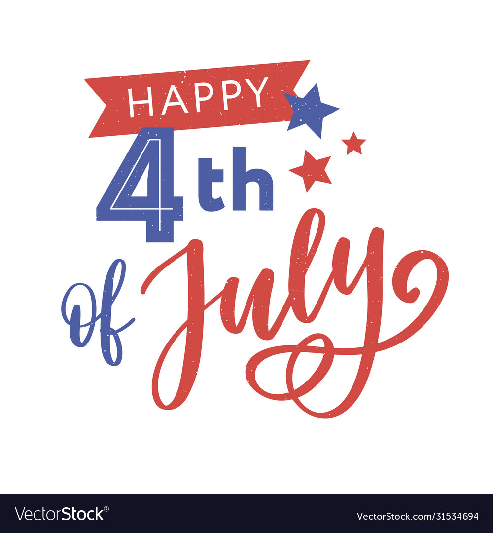 Happy independence day greeting card with font Vector Image