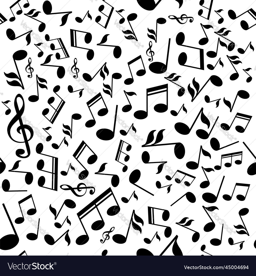 Musical notes seamless pattern on white background