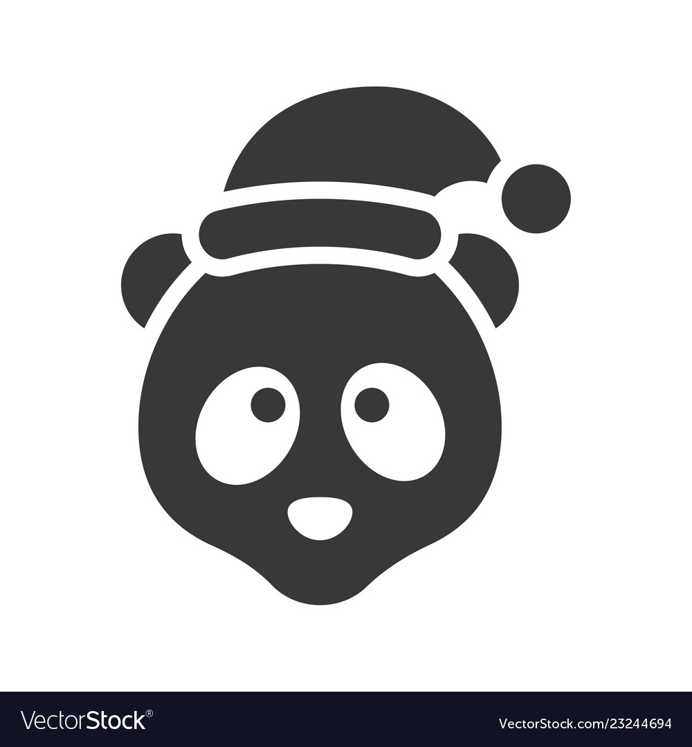 Panda wearing santa hat silhouette icon design