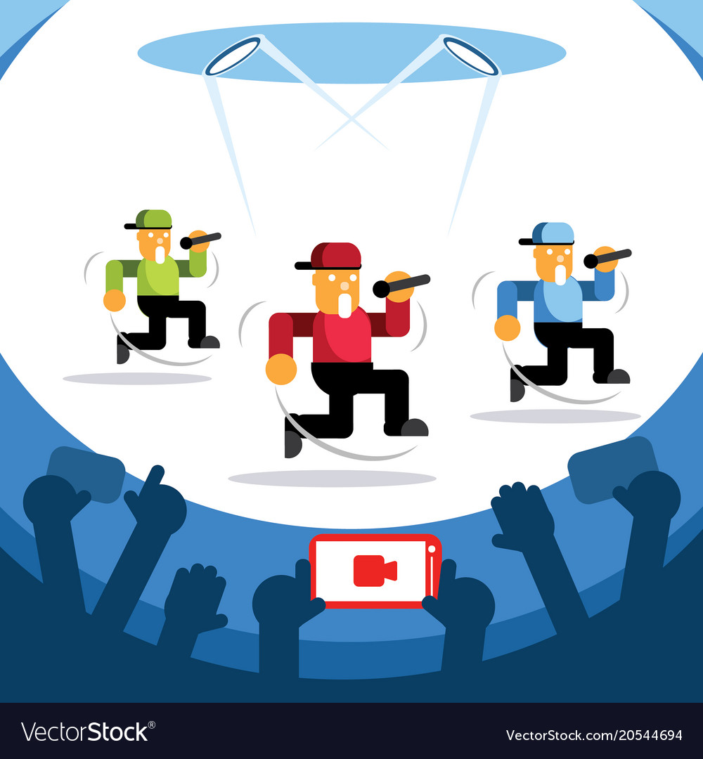 Video Streaming Konzert mit drei Sängern tanzen