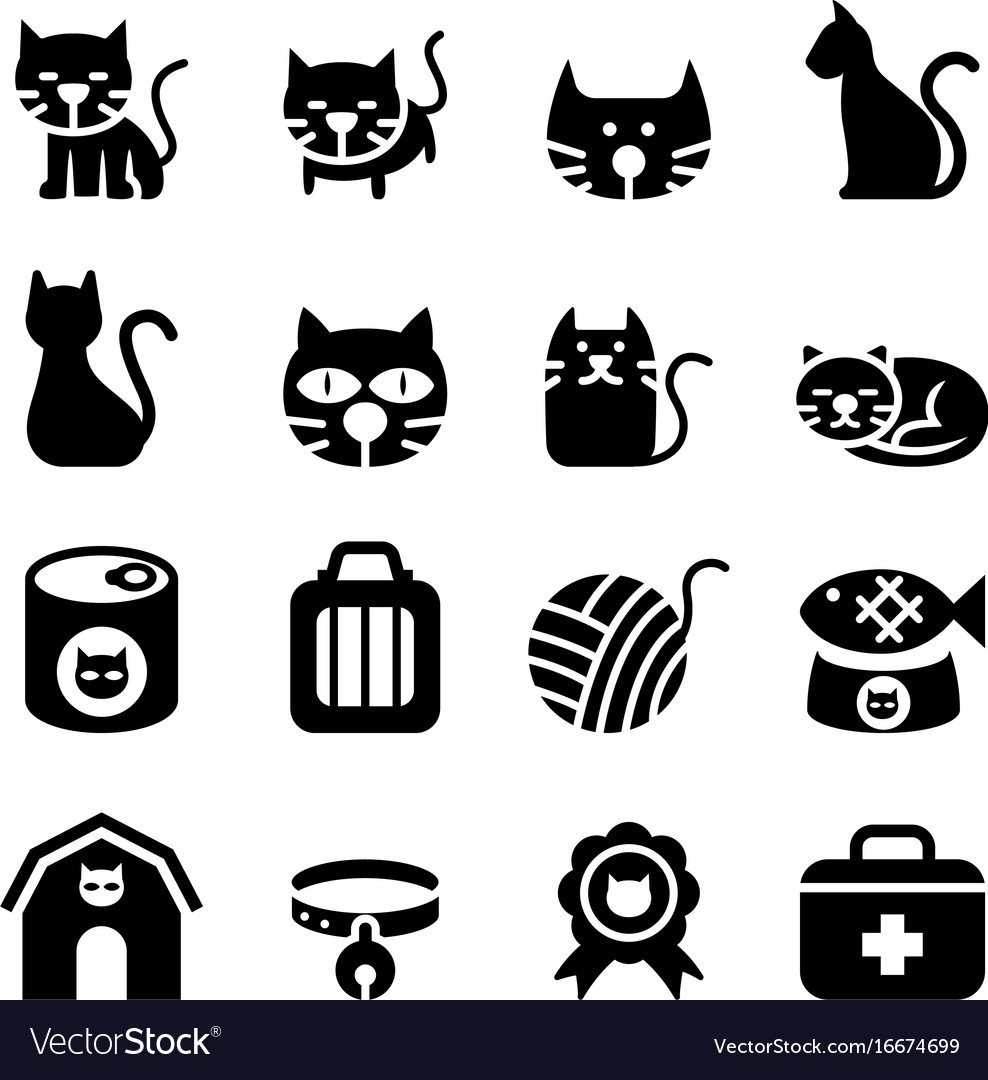 Cat icon set Royalty Free Vector Image - VectorStock