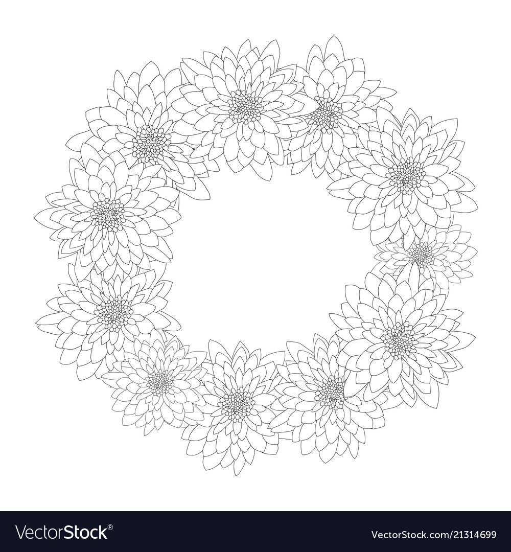 Chrysanthemum outline wreath