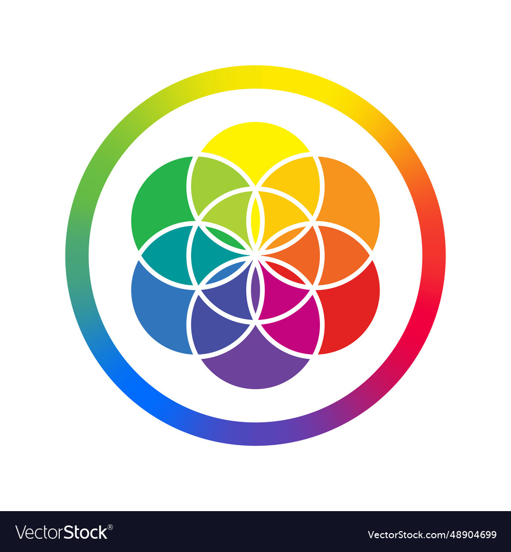 Colors wheel circle spectrum with flower of life