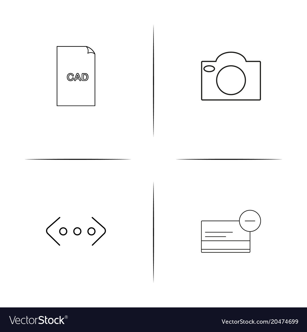 Files and folders sign simple linear icons set