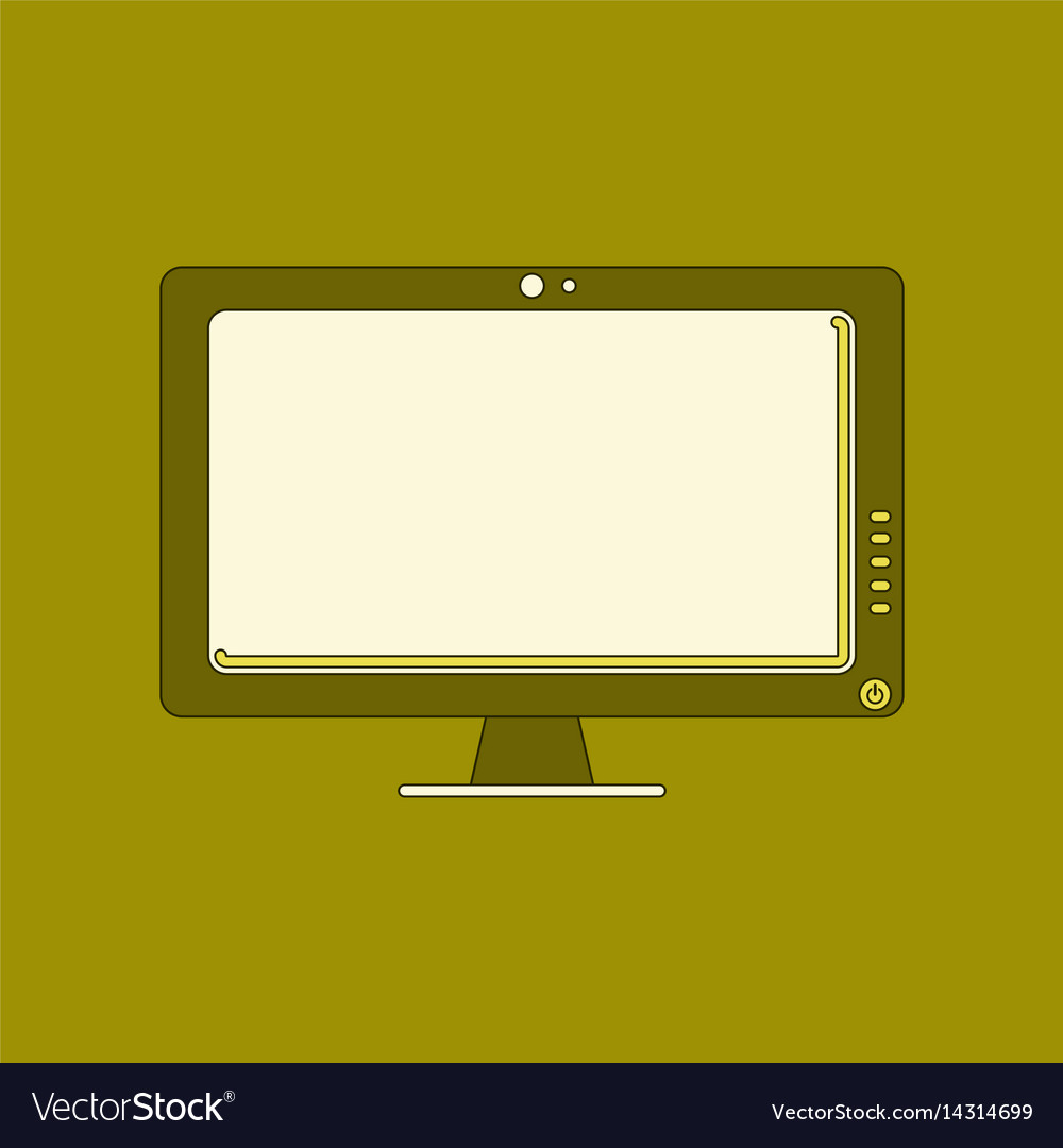 Flat icon on background computer monitor