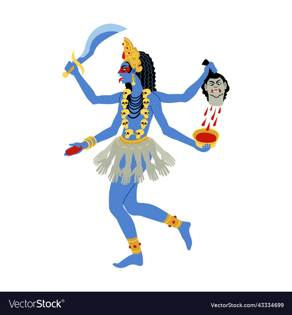 Kali with the head of a demon Royalty Free Vector Image