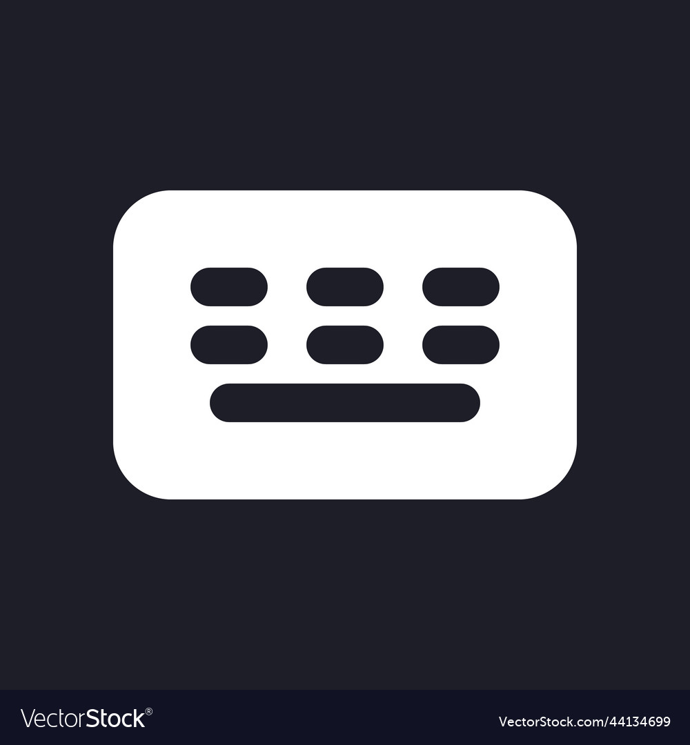 Keyboard dark mode glyph ui icon Royalty Free Vector Image