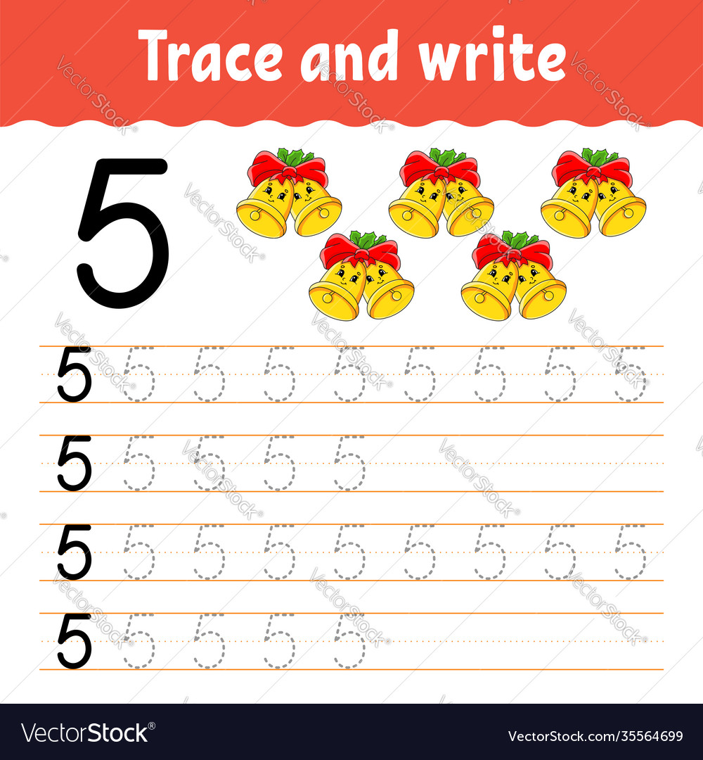 Learn numbers trace and write winter theme vector image Learn numbers trace and write winter theme