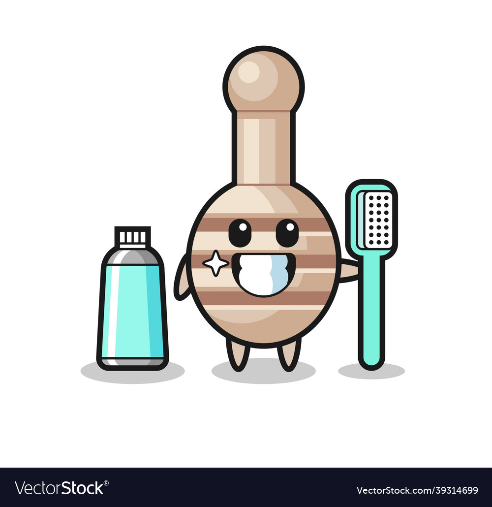 Mascot of honey dipper with a toothbrush