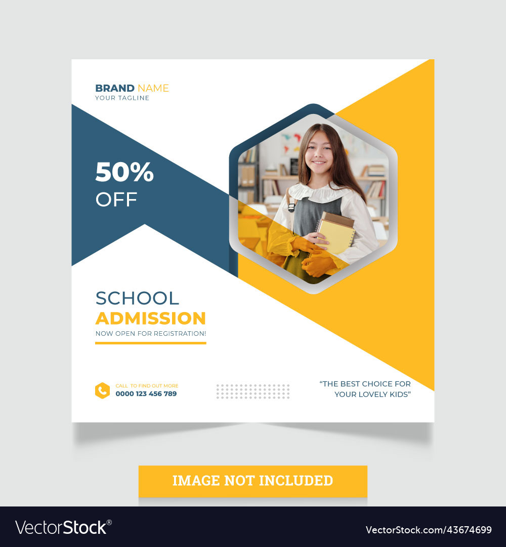 School admission social media banner design Vector Image