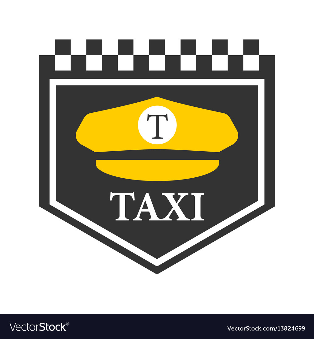 Taxi logo with black and white checkers driver Vector Image