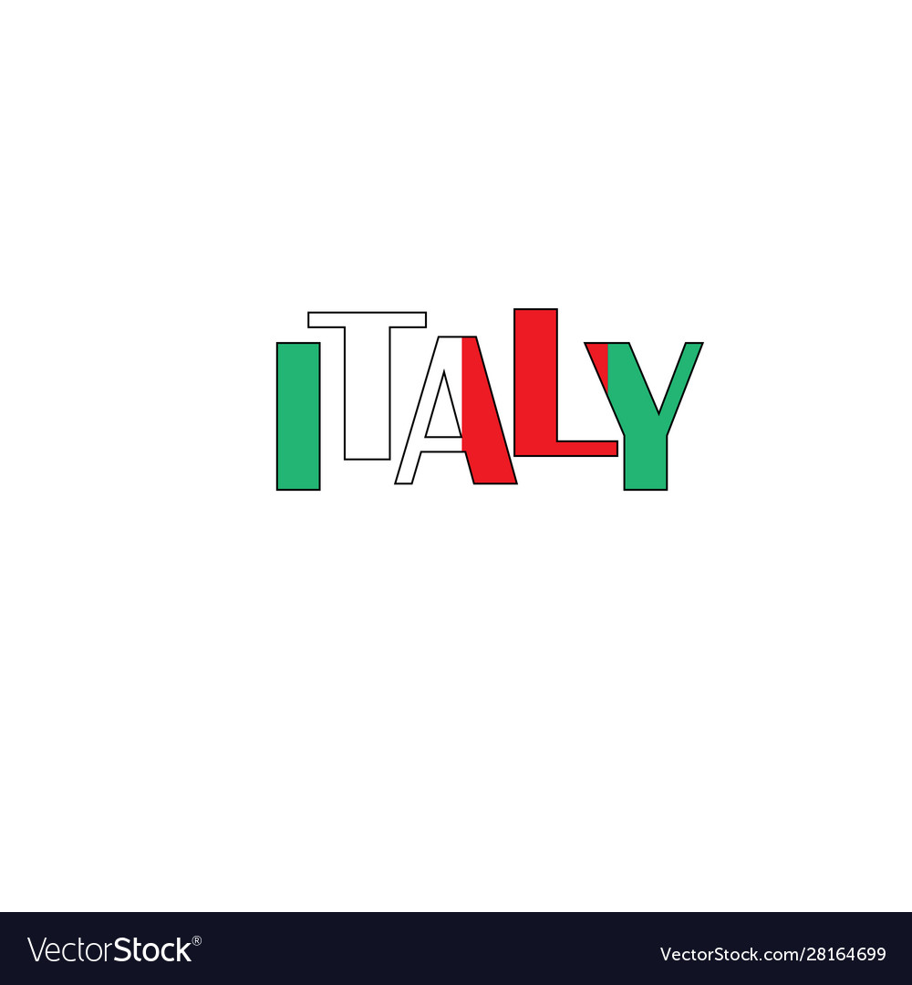 Text italy painted in flag colors