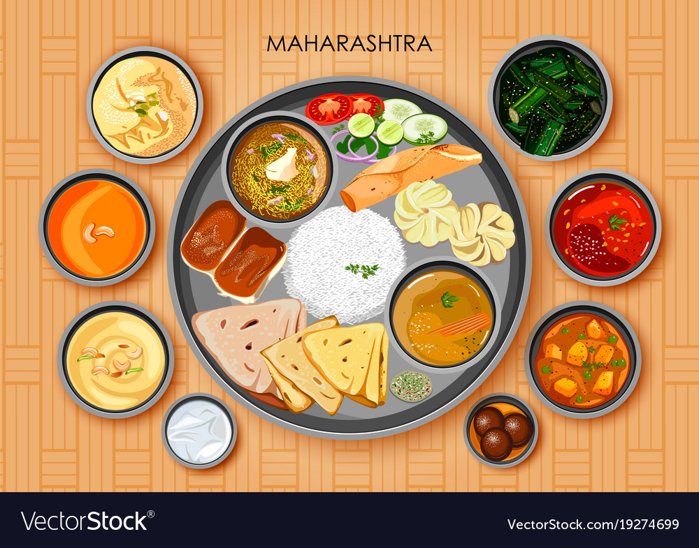 traditional-maharashtrian-cuisine-and-food-meal-vector-image