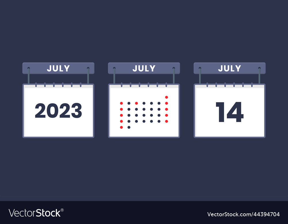 2023 calendar design july 14 icon 14th