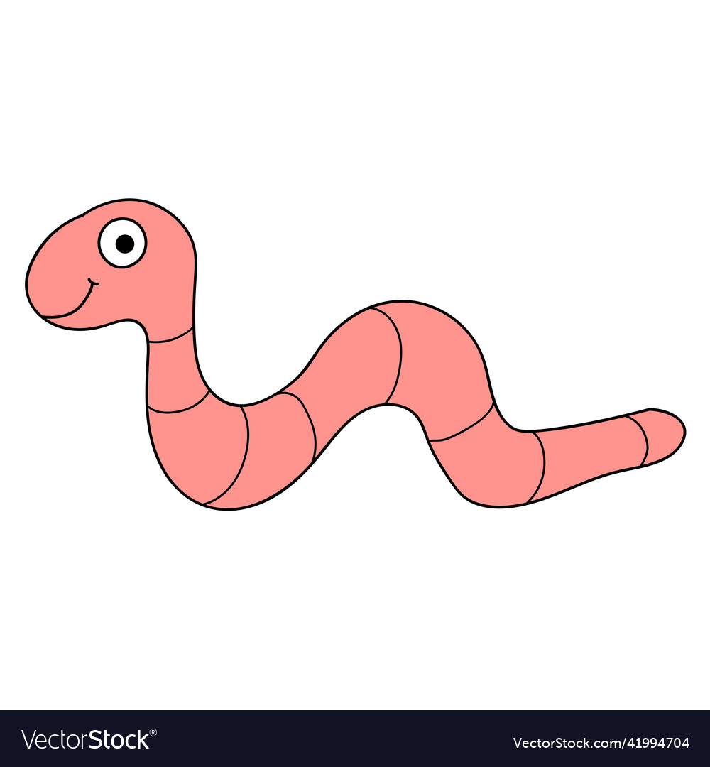 Cartoon linear doodle retro happy worm Royalty Free Vector