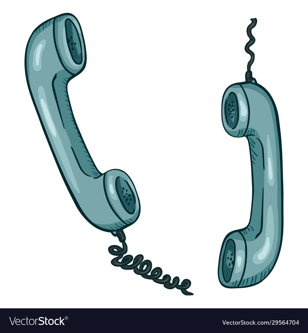 Cartoon - two turquoise telephone handsets