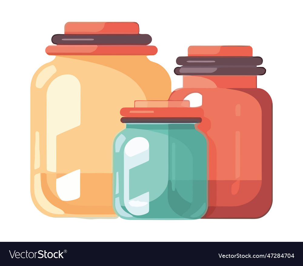 Different Color Glass Jars Icons Royalty Free Vector Image