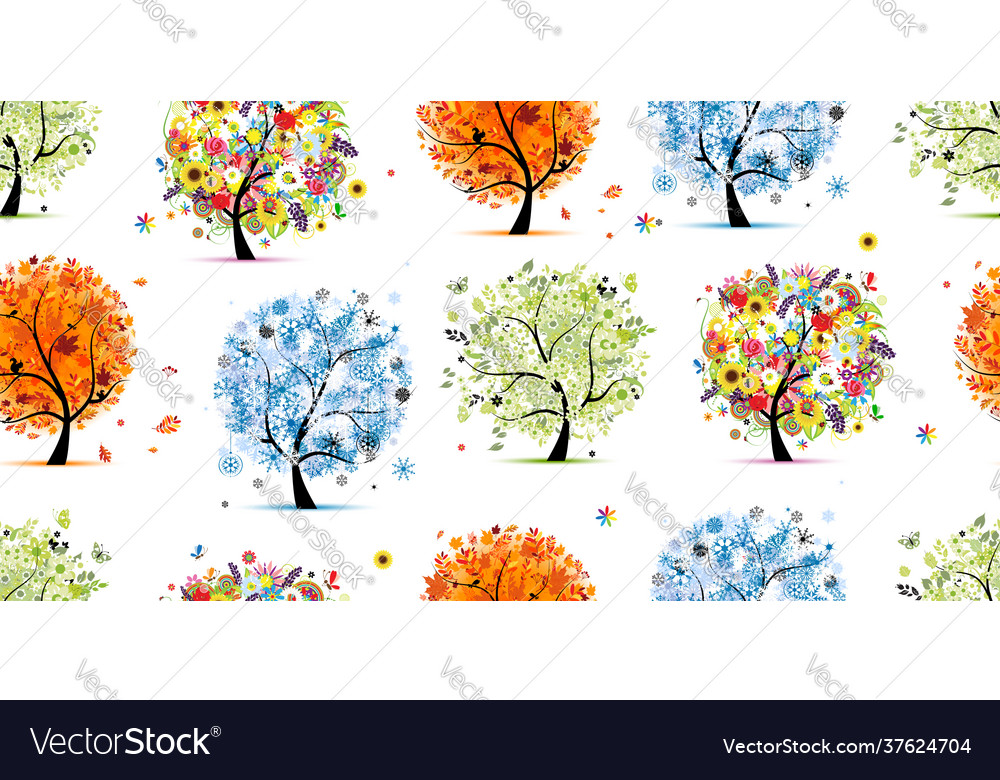 Four seasons - spring summer autumn winter art Vector Image