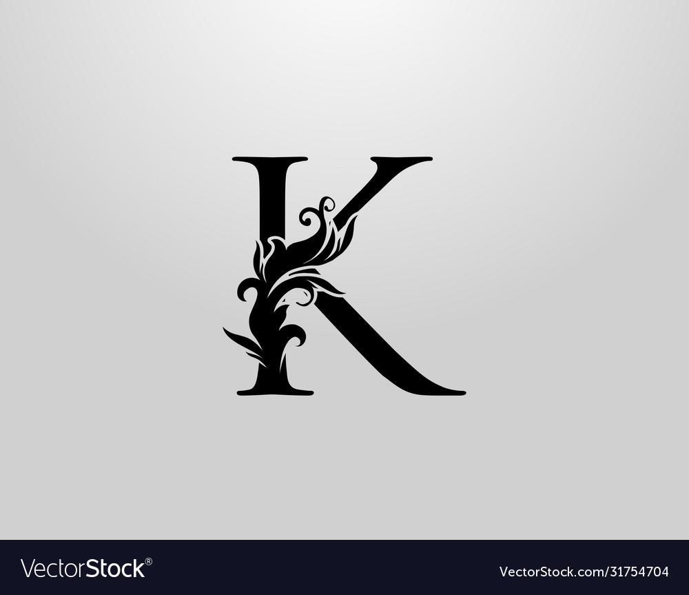  Letter k swirl logo classic design Royalty Free Vector Image