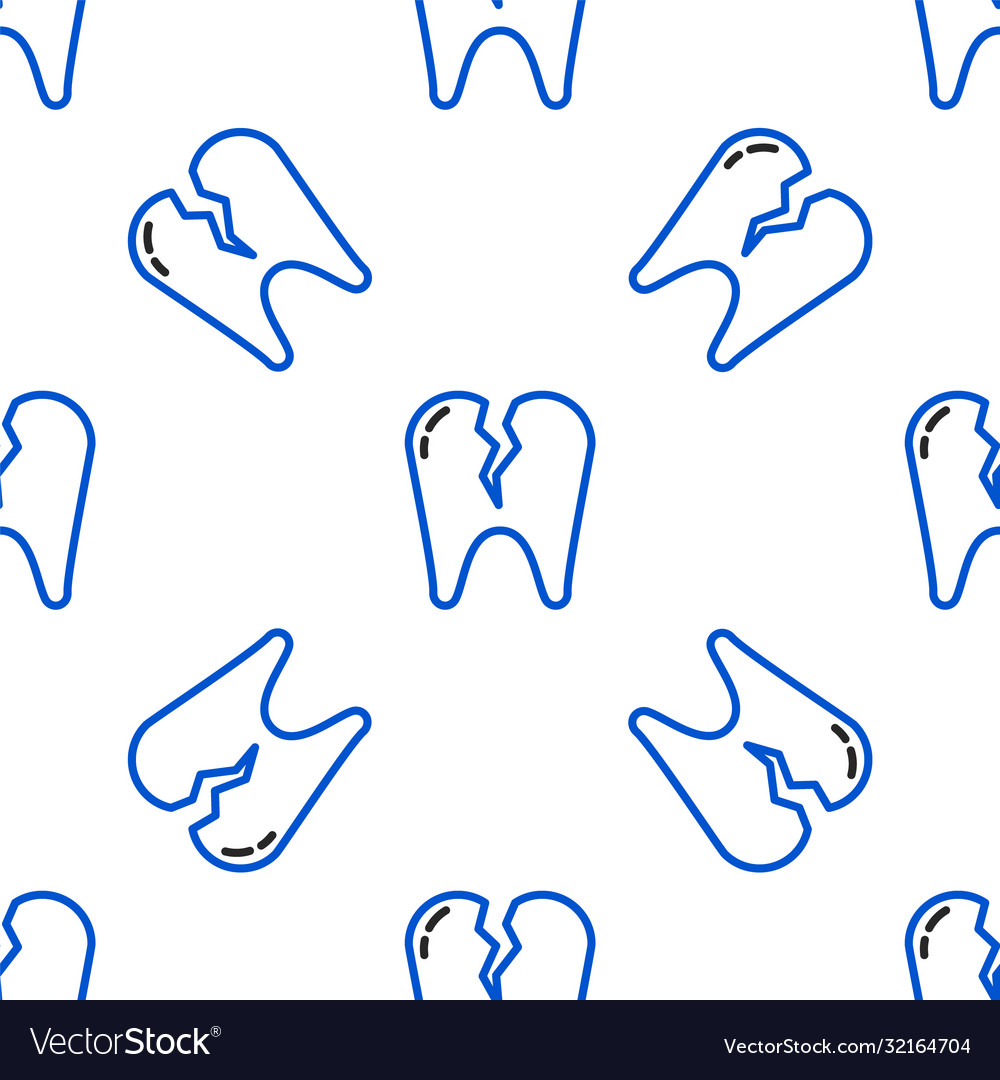 Line broken tooth icon isolated seamless pattern