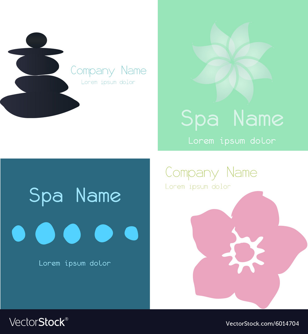 Set colored background with text and spa icons