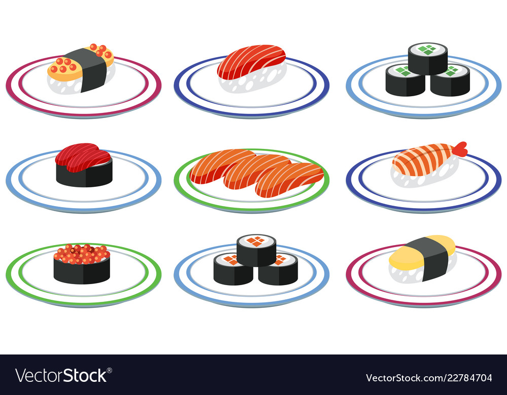 Set of sushi on plate