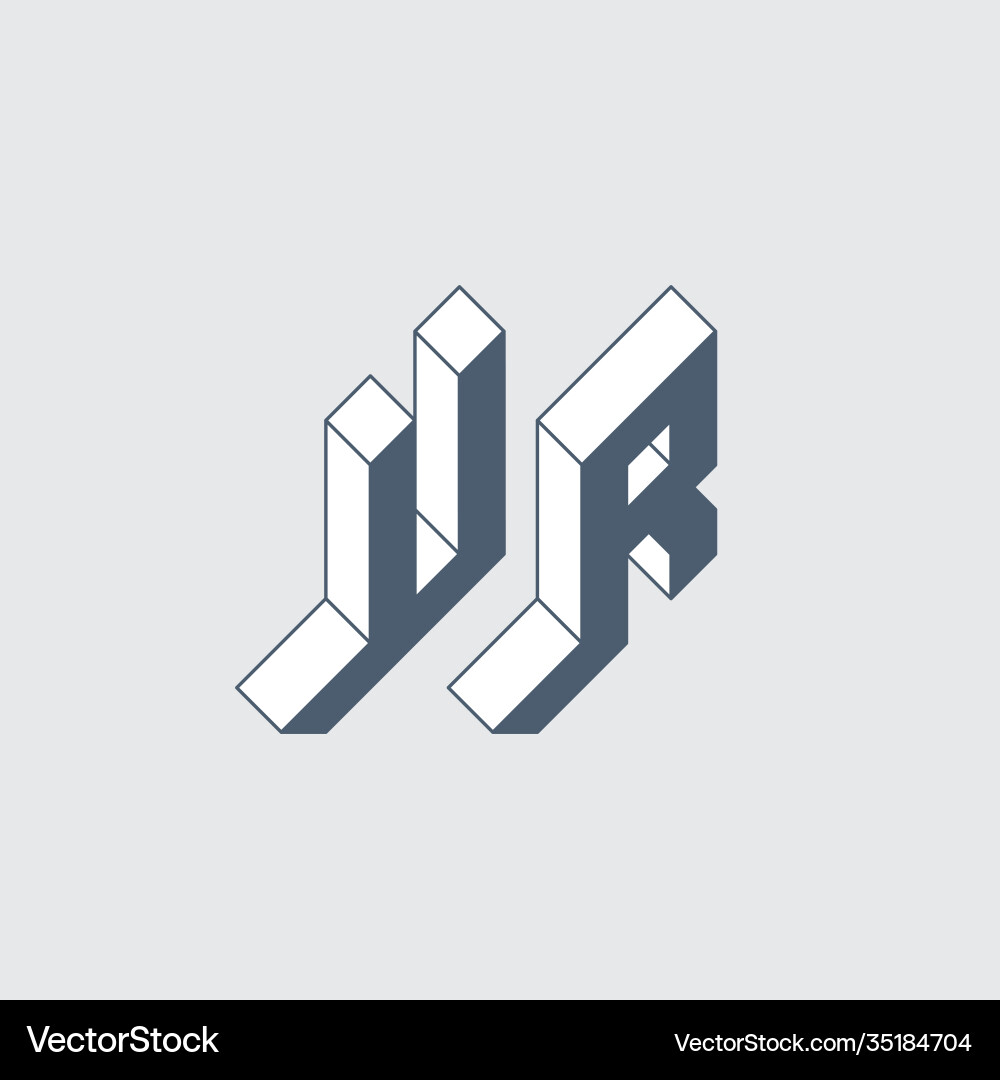 Three Dimension Letters U And R 2 Letter Code Ur Vector Image