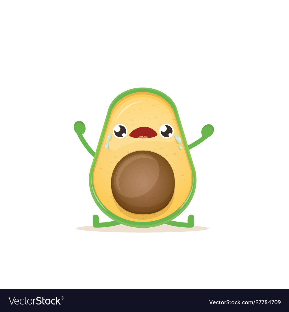 Cartoon happy avocado character isolated on white Vector Image