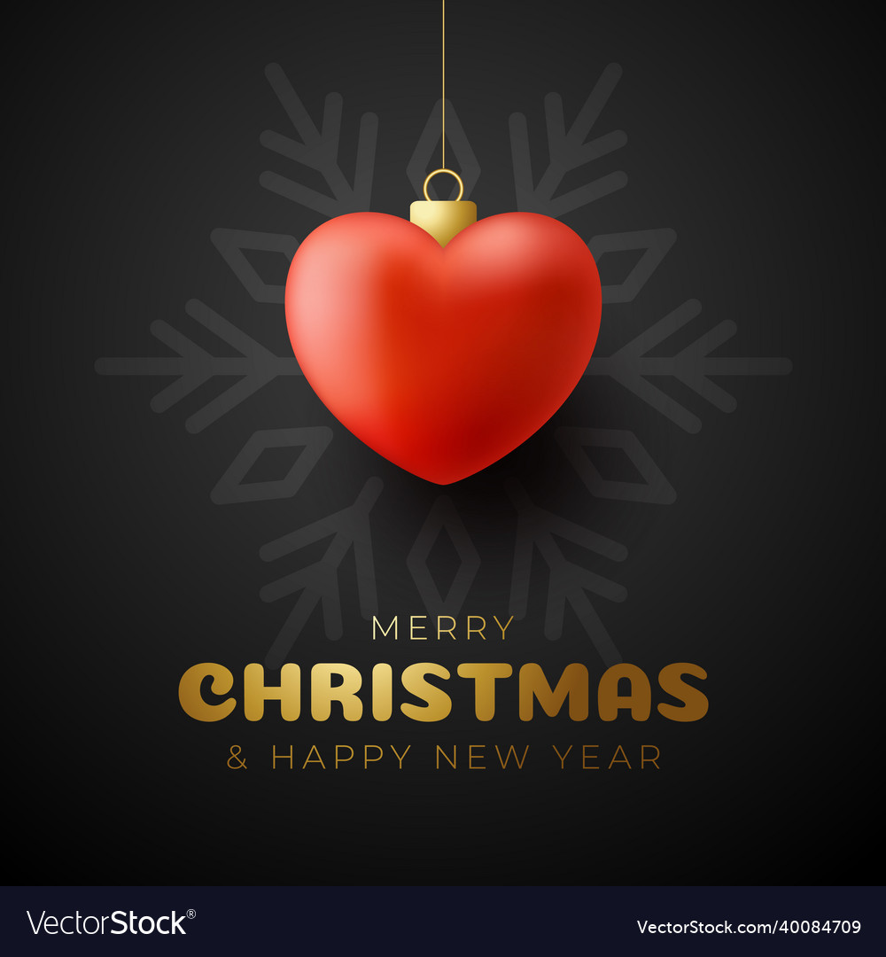 Christmas love heart card merry lovely vector image Christmas love heart card merry lovely