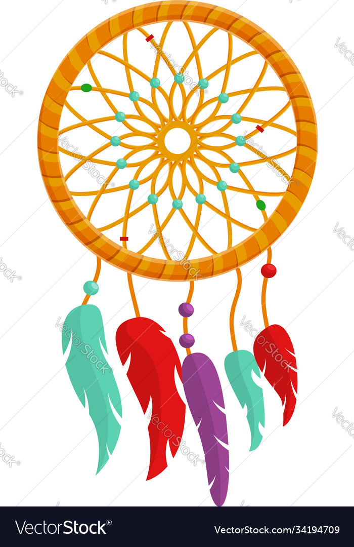 Dream Catcher Icon With Feathers Vector, A Lineal Icon Depicting