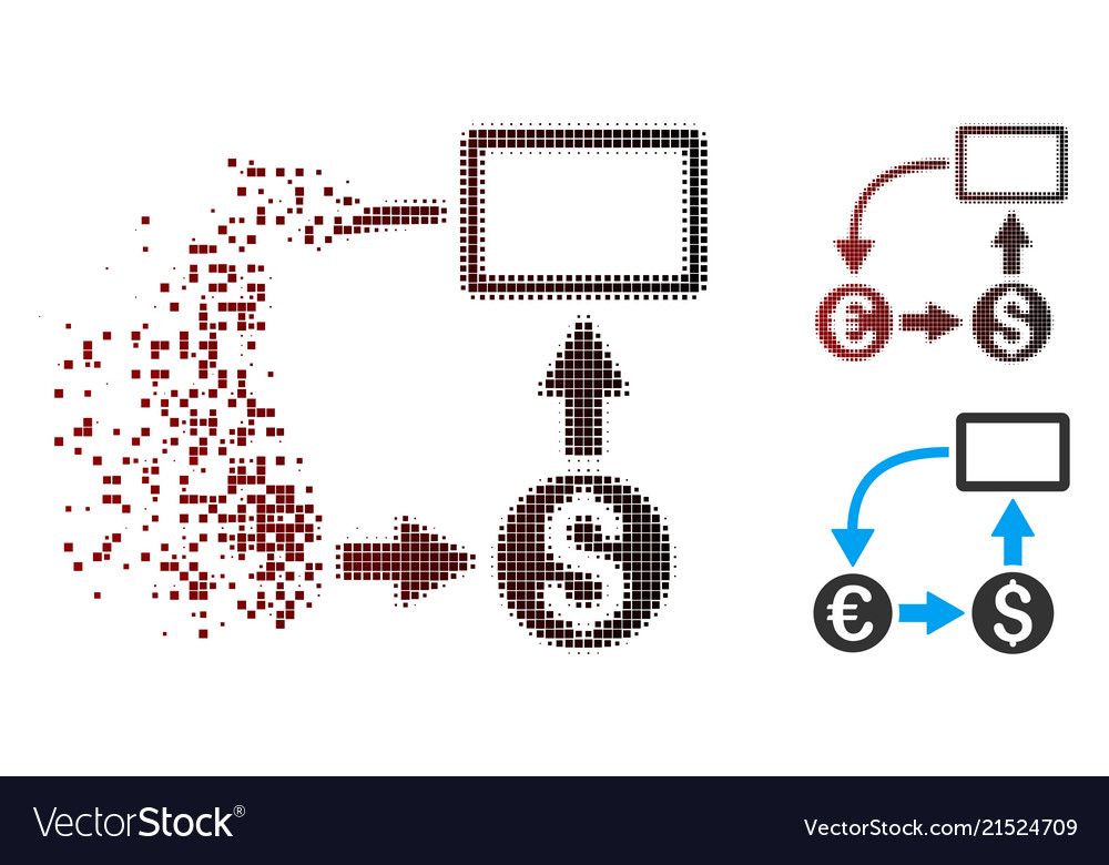 Dust pixel halftone cashflow euro exchange icon