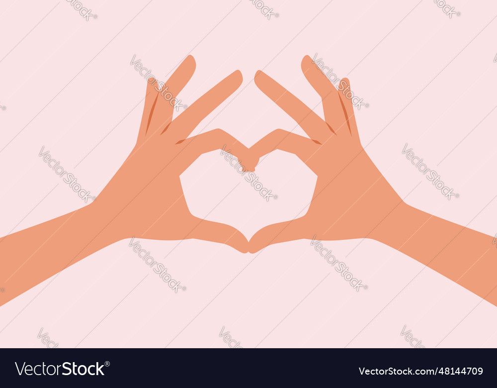 Hands Making Heart Gesture Cartoon Drawing Vector Image