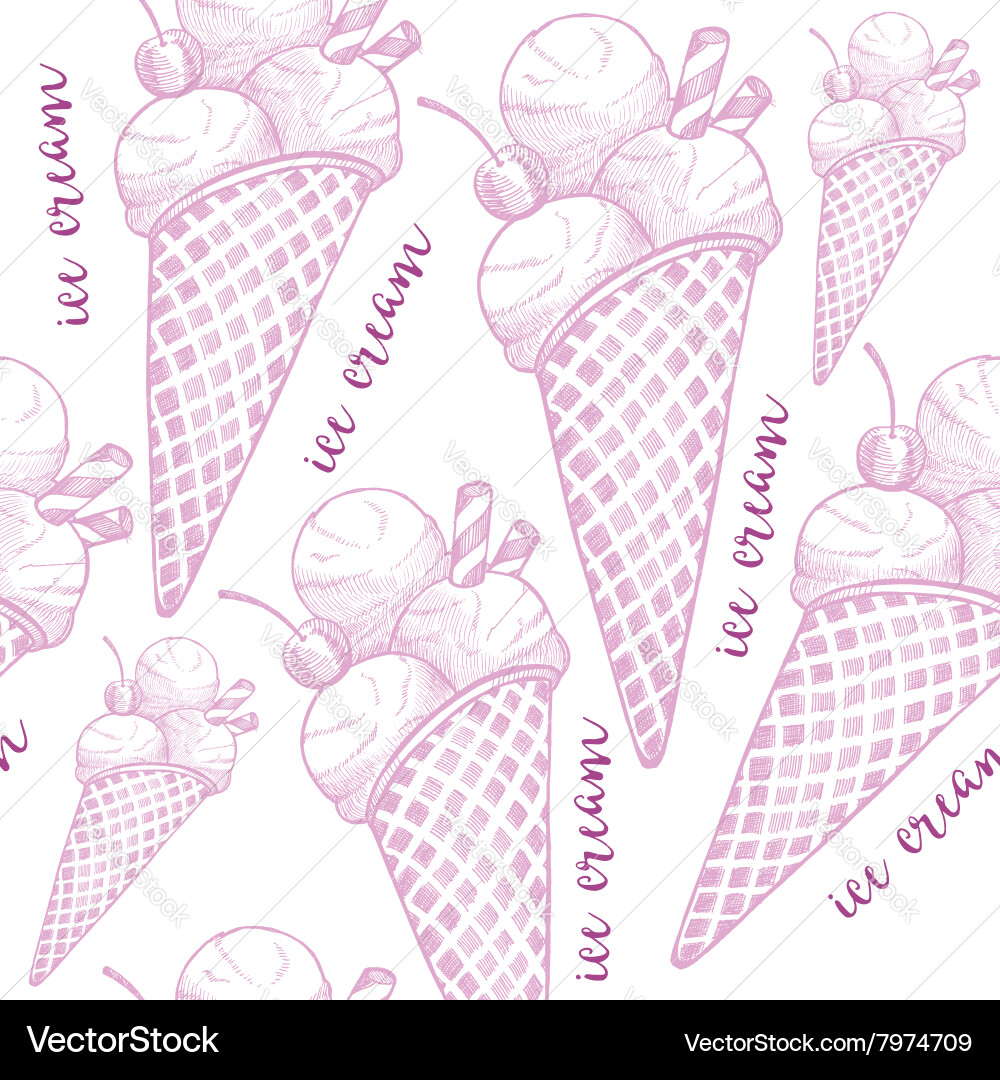Ice cream seamless pattern background Royalty Free Vector