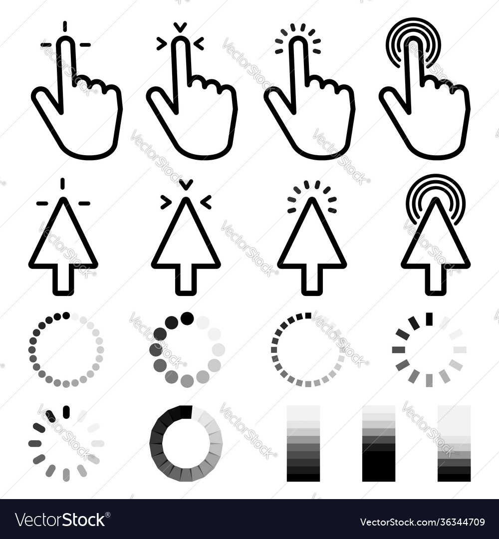 Zeiger Klicken Sie auf Icon große Sammlung klicken Cursor vector image Zeiger Klicken Sie auf Icon große Sammlung klicken Cursor