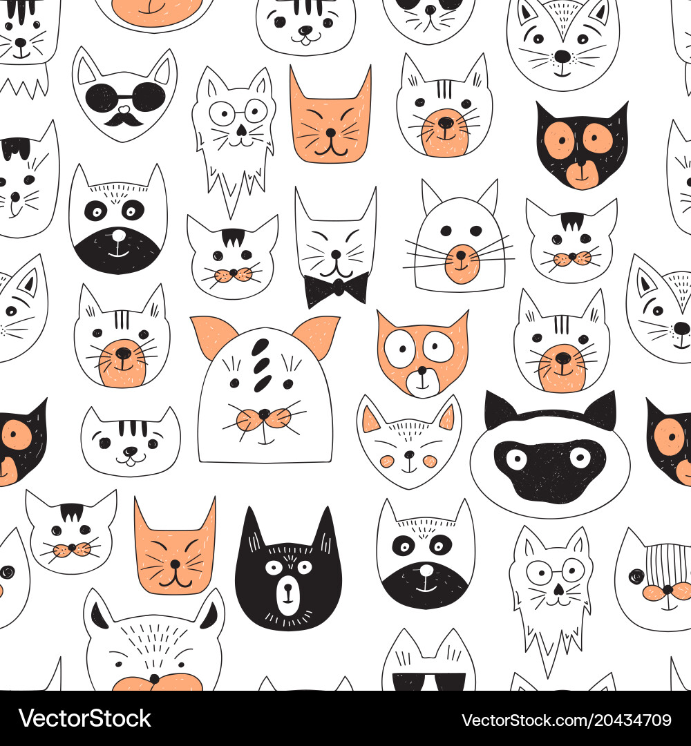 Seamless pattern with cats Royalty Free Vector Image