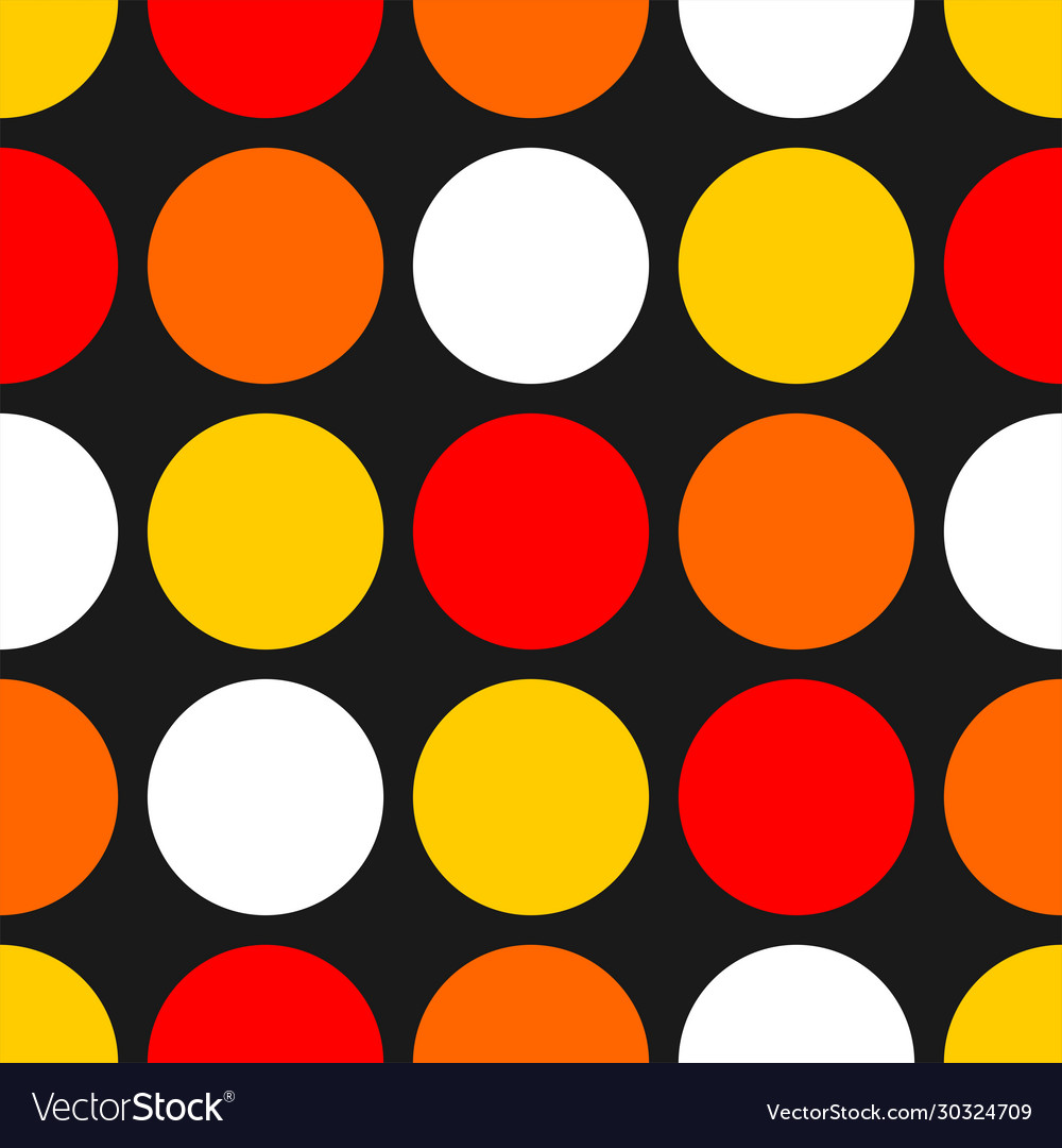 Seamless pattern with colorful dots on black