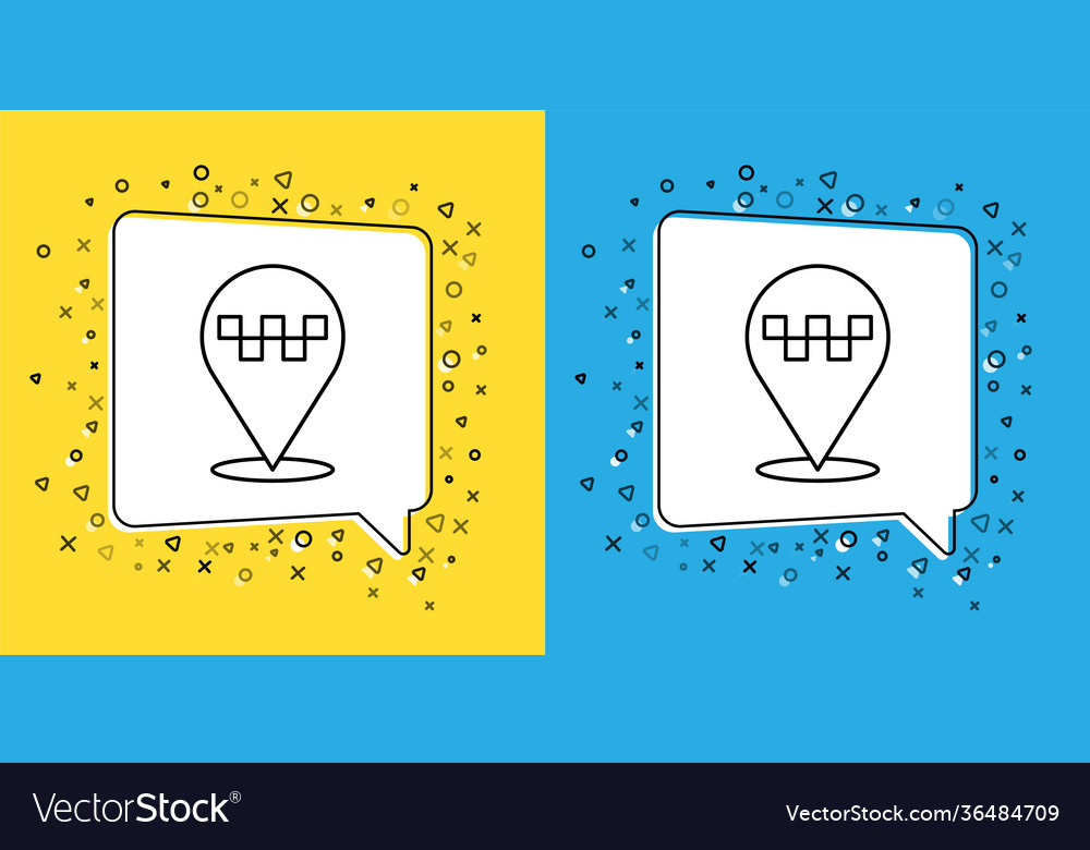Set Line Map Pointer mit Taxi-Ikone isoliert vector image Set Line Map Pointer mit Taxi-Ikone isoliert