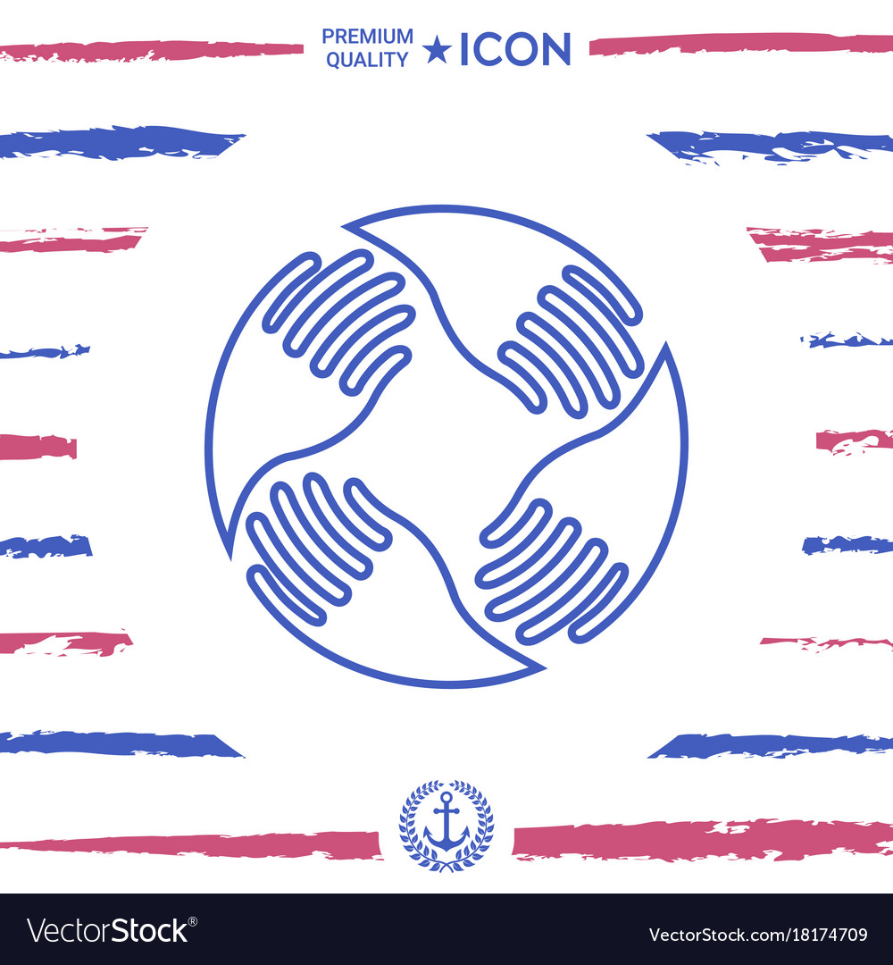 Teamwork hands logo human connection line icon