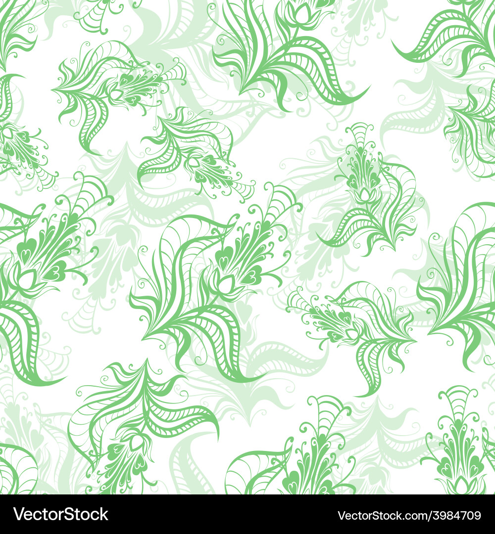 Vintage pattern of green spring flowers Royalty Free Vector