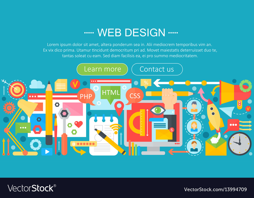 Web design flat concept programming apps Vector Image