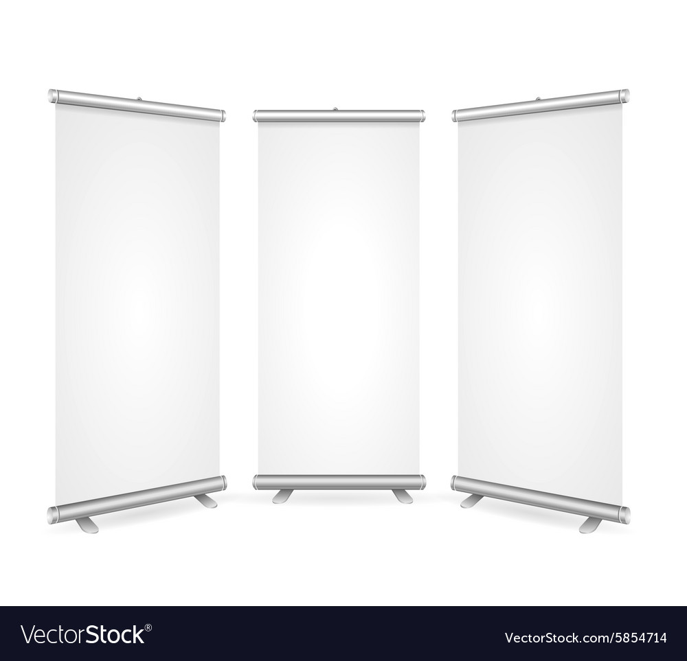 Blank Roll Up Banner 3 Display View Template Vector Image